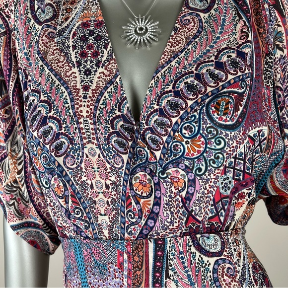 Ba&SH boho flowy short sleeve midi dress w/open back US Size 4, Paisley BA&SH 0 - Picture 4 of 9